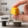 PLA Cheese Clicker Simulated Fidget Keychain, 3D Printed Cube Finger Clicker, Anxiety Stress Relief Push Button Toy for Office Classroom