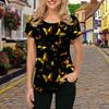 Mode Damen Goldenes Schmetterlingsmuster T-Shirt Lustiges Lässiges O-Ausschnitt Kurzarm T-Shirt Sommer Damen T-Shirt