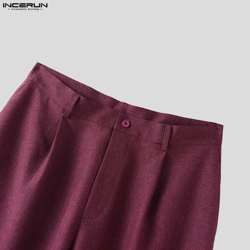 INCERUN Two Pieces Outfits Men Long Sleeve Thin Blazer Long Straight Pants Loose Sets