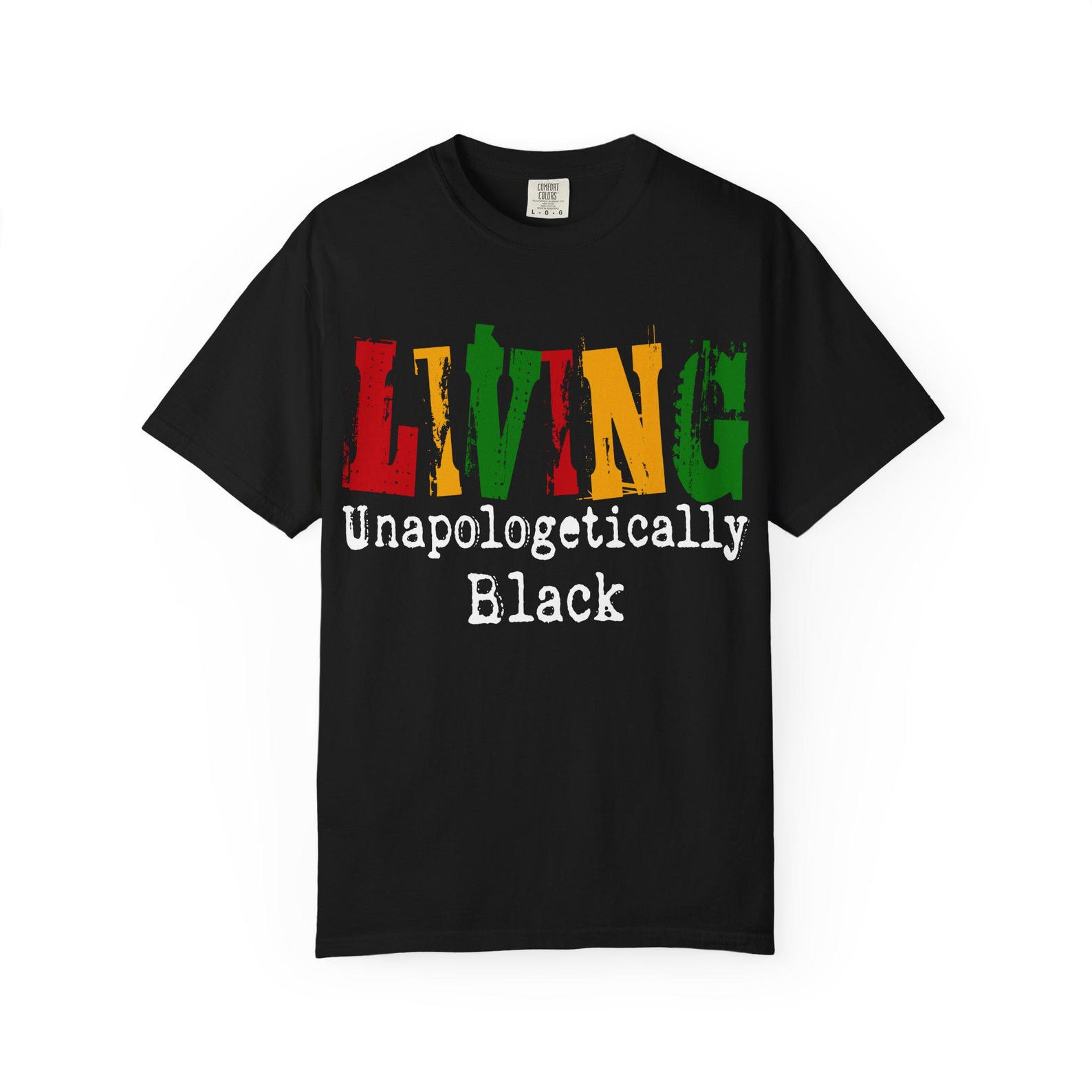 Living Color Text T-Shirt | Distressed Rainbow Typography 2XL