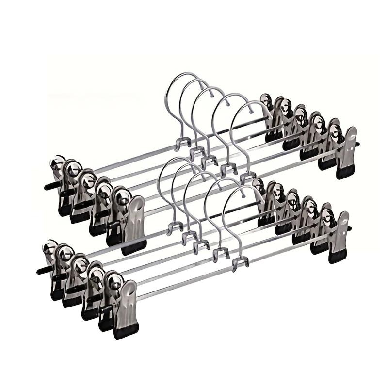 

10 шт. Многофункциональная вешалка для брюк с зажимом из нержавеющей стали, прочная телескопическая вешалка для одежды без следов серый