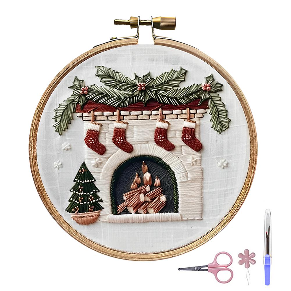 Christmas Embroidery Kits with Embroidery Hoop Thread Needle Material Package Only Embroidery DIY Starter Kit for Beginners