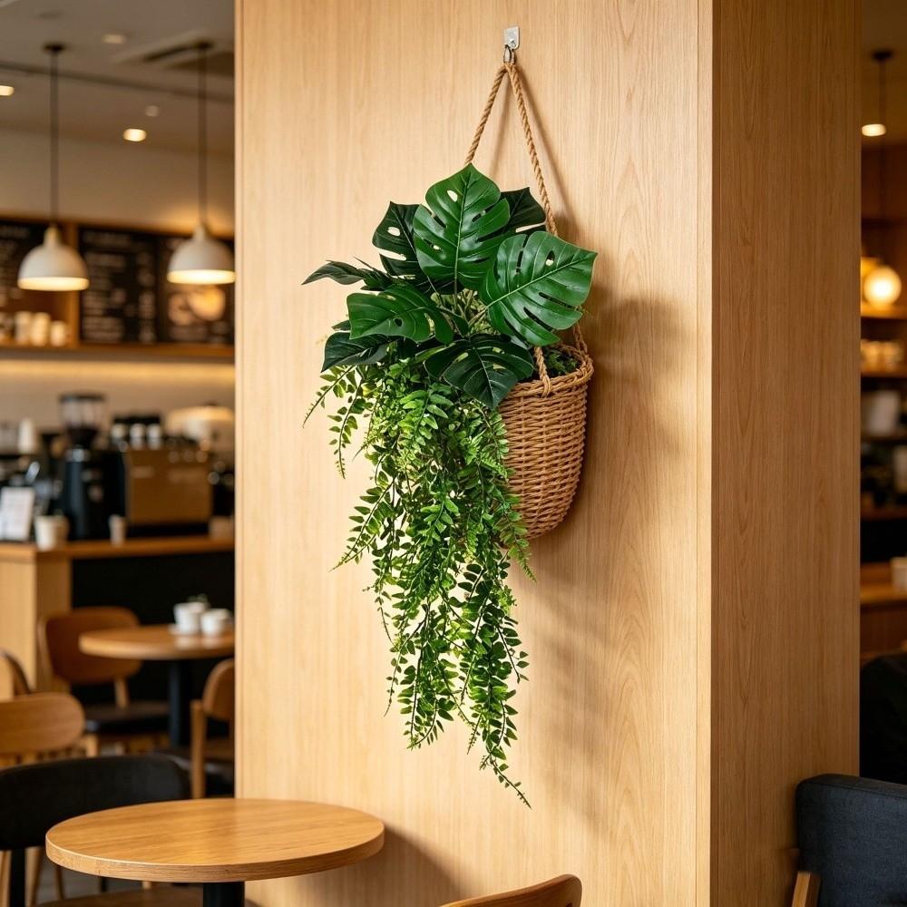 Waterproof Plastic Ivy Hanging Plant Real Touch Simulation Monstera Leaf Living Room Wall Hanging