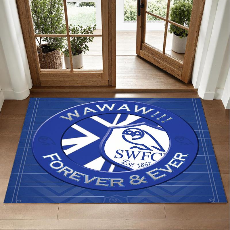 Sheffield Wednesday Design Crystal Velvet Rug Soft Decorative Mat for Bedroom Entrance