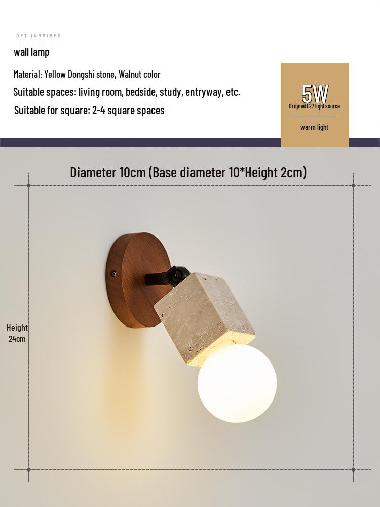 Wabi-Sabi Style Yellow Travertine Adjustable Ceiling Light for Living Rooms and Hallways