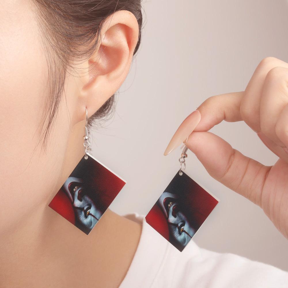 Fully Managed Eco-Friendly Acrylic Earrings, Personalized Halloween Horror-Themed Earrings