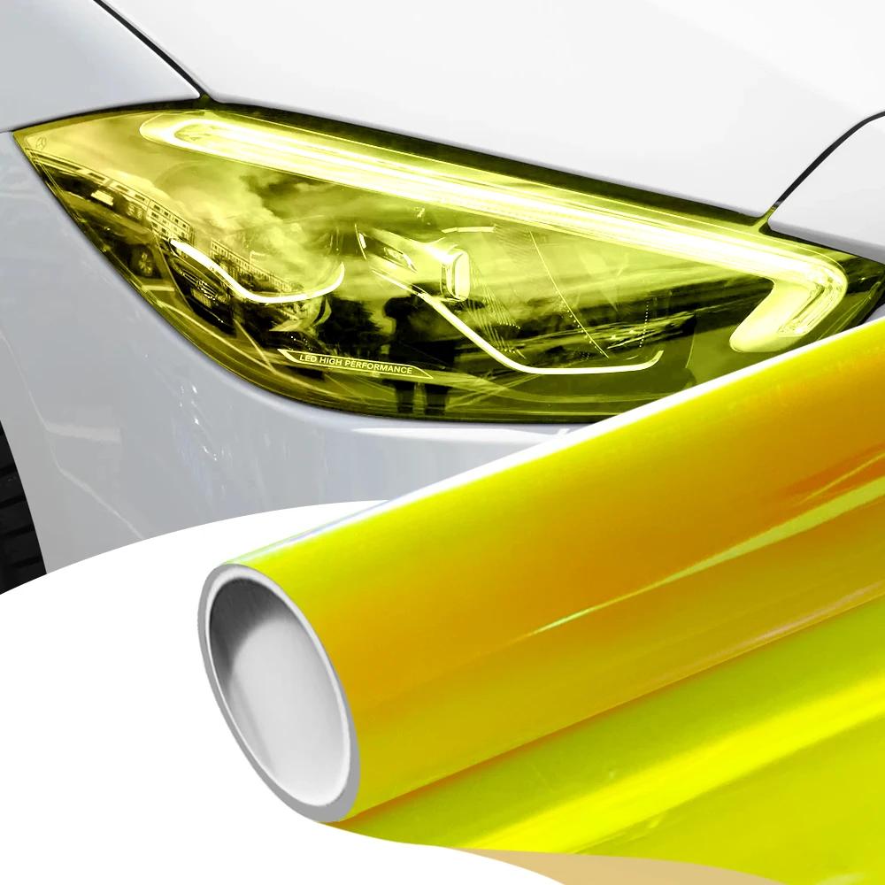 

Car Chameleon Light Headlight Taillight Tint Vinyl Film Lamp Film Sticker Sheet Color-Changing Yellow Glossy Rear Fog Stickers 30cmx100cm флуоресцентный желтый