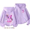 Little Girls Hoodie Zip Up Cute Pony Girls Fall Hooded Jacket Zip Little Pony Autumn Pullover Casual Hoodie Size 100-160
