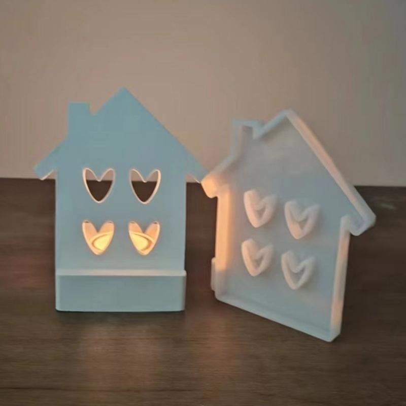 Love House Candle Holder Mold with Base for Making Candle Holder Tealight Holder Decorations Gypsum Ornament