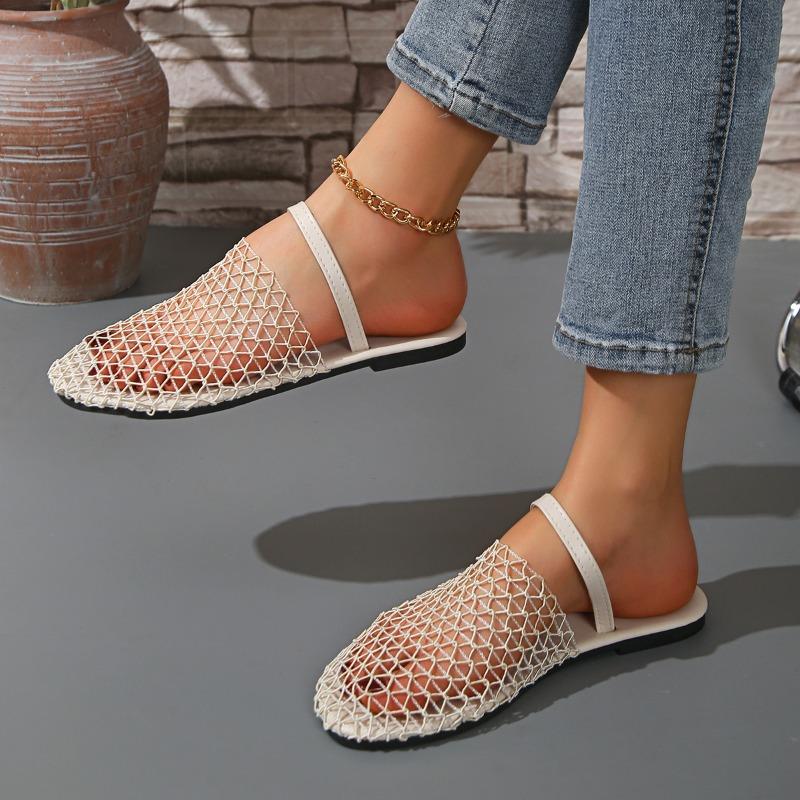

Fashion 2025 Summer New Closed Toe Women s Slippers Fashion Outdoor Mesh Plus Size Daily Light Best Seller Soft Bottom Flat Slippers 36 покинуть белый