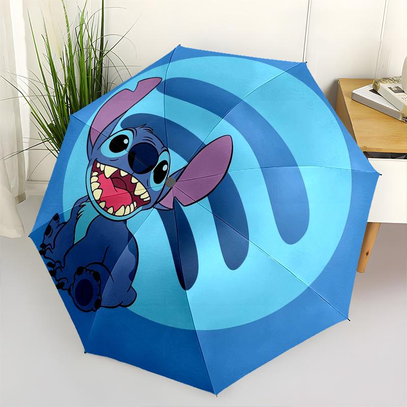 Disney Stitch,Disney Manual Opening and Closing Umbrella, 8-Rib Reinforced Folding Design, Lightweight