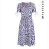 ELLASSAY Women's French Square Neck Floral Midi Dress