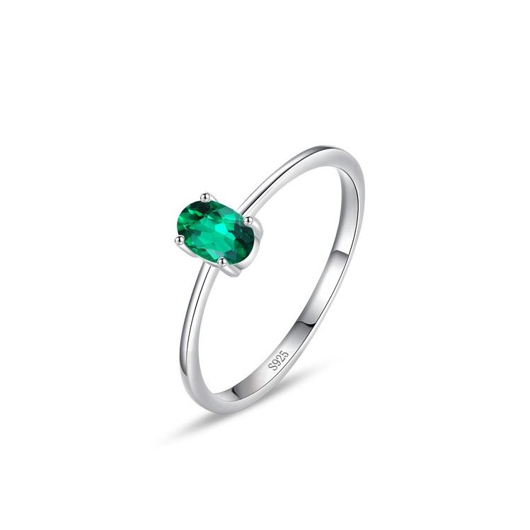 Ada Jewelry Joyas Plata 925 Simple Design Sterling Silver Green Zircon Women's Fine Ring Bulk