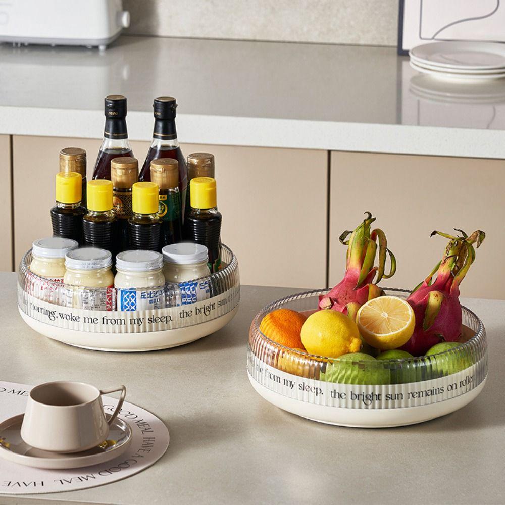 

Plastic Spice Storage Tray Large Capacity Turntable Organizer Cosmetic Storage Box for Home