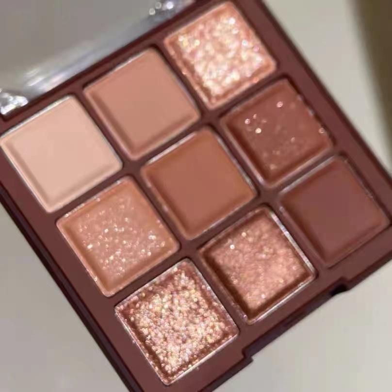 Chocolate Warm Brown Eyeshadow Nine-Color Eyeshadow Disc Matte Orange Brown Earth Pearl Flash Jiugongge