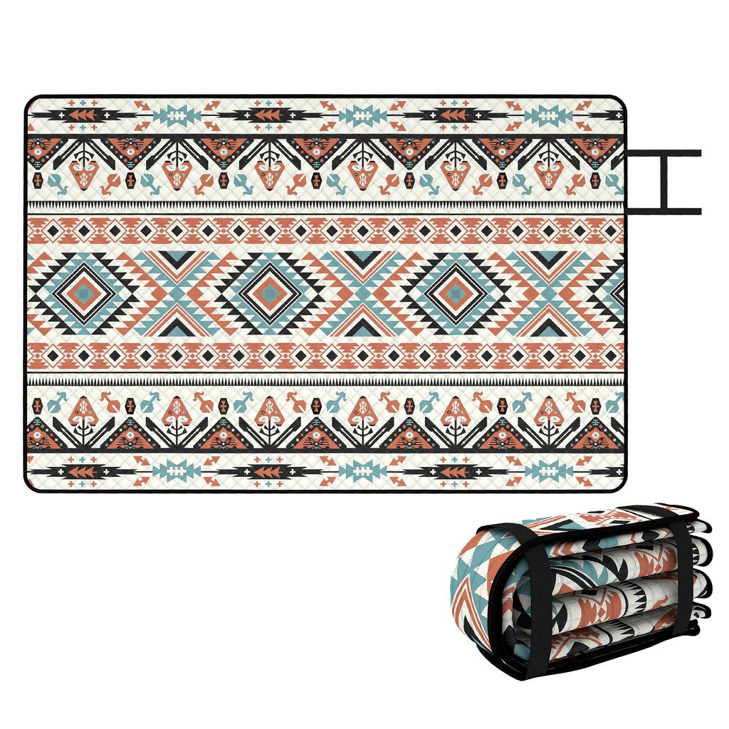 Picnic Blanket, 300x200CM Large Beach Blanket Outdoor Picnic Mat with Integrated Strap for Camping, Mix-Colour