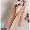 Korean Style Loose Fit Woolen Coat with Cotton Padding - Mid-Length & Slimming Design