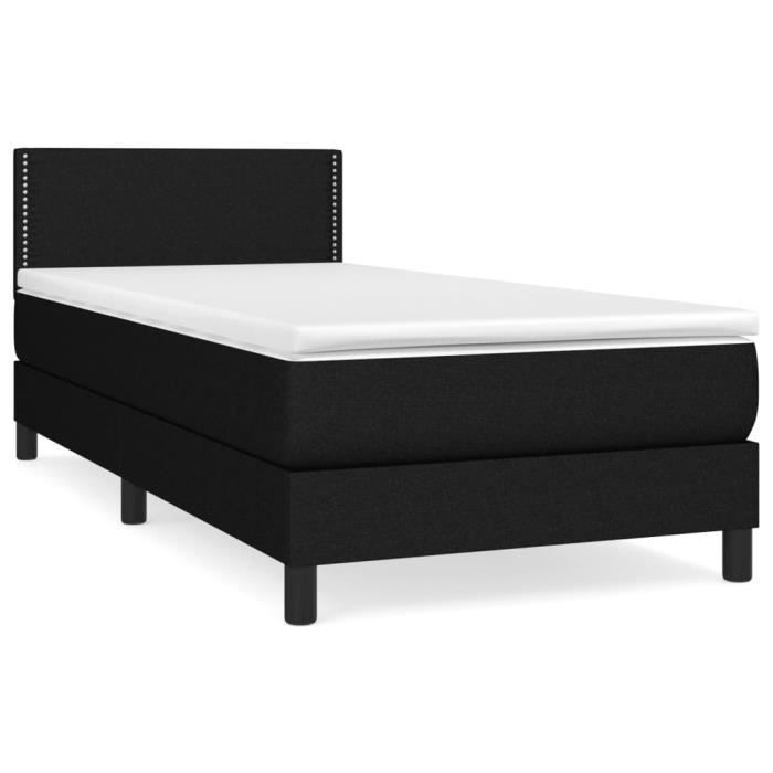 VidaXL Lit à sommier tapissier avec matelas Noir 90x200 cm Tissu 3139947