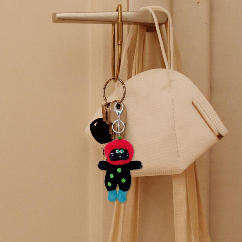 Fashion Plush Boots Cat Charm Keychains Ornament Lovely Women Car Keyring Backpack Handbag Charm Pendant Key Holder