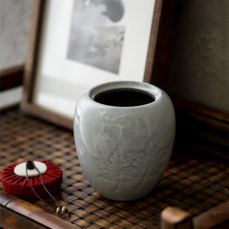 Ceramic Tea Caddies Coarse Pottery Moisture-proof Canisters Sealed Can Storage Tank Food Container
