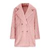 Women S Plush Double Breasted Mid Length Coat Notched Lapel Casual Warm Outerwear