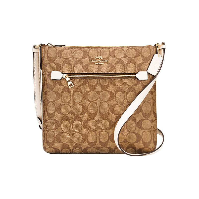 COACH Rowan Letter Printed Paper Bag PVC Shoulder Bag Medium Women коричневый