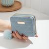 New Double Zipper Short Wallet ID Card Case Cards Wallet Diamond Patterned Embroidered Clutch Purse Women's Wallets Coin Purse
