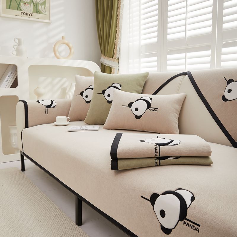 Chenille Sofa Cushion Four Seasons Universal Simple Modern Non-slip Cushion New Sofa Cover Backrest Towel Cover Panda