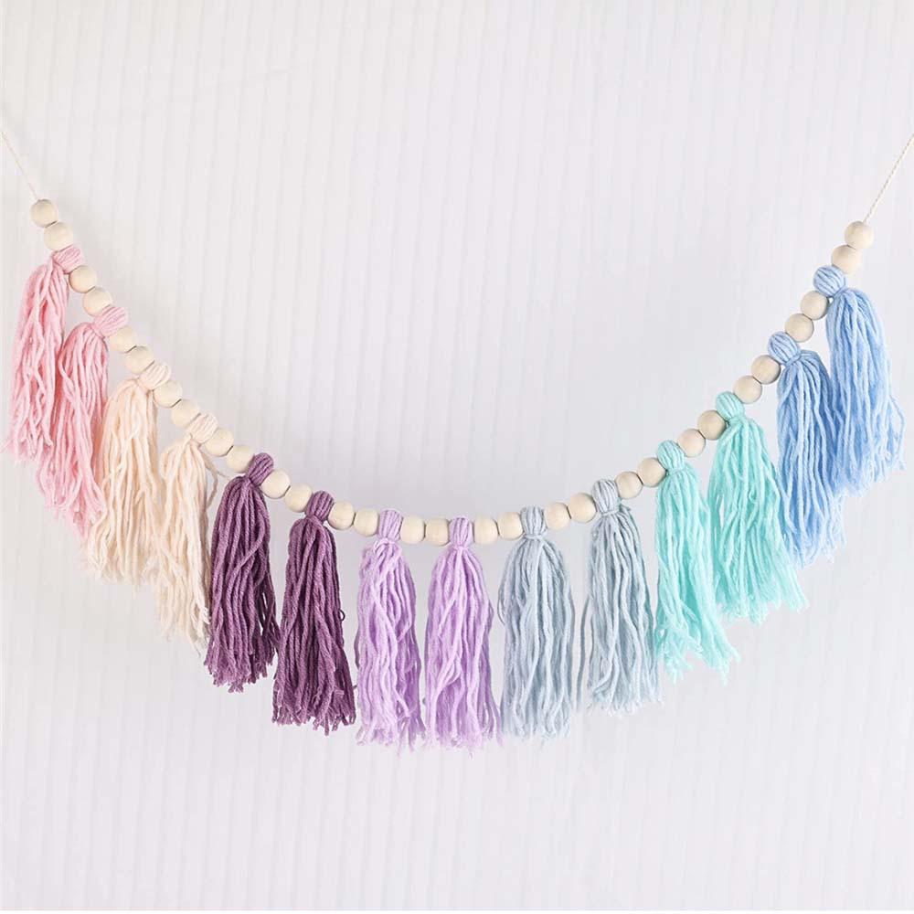 

Европейский и американский стиль шерстяная нить деревянные бусины кисточка настенное украшение