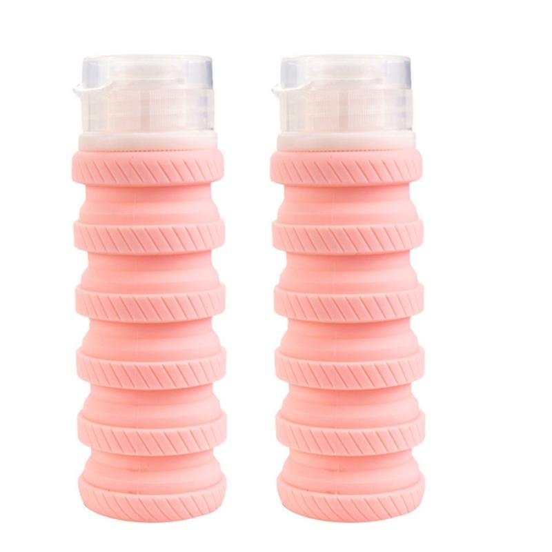 

Travel Bottle Foldable Squeezable Silicone Container with Visible Scale for Shampoo Lotion and Skincare Essential розовый