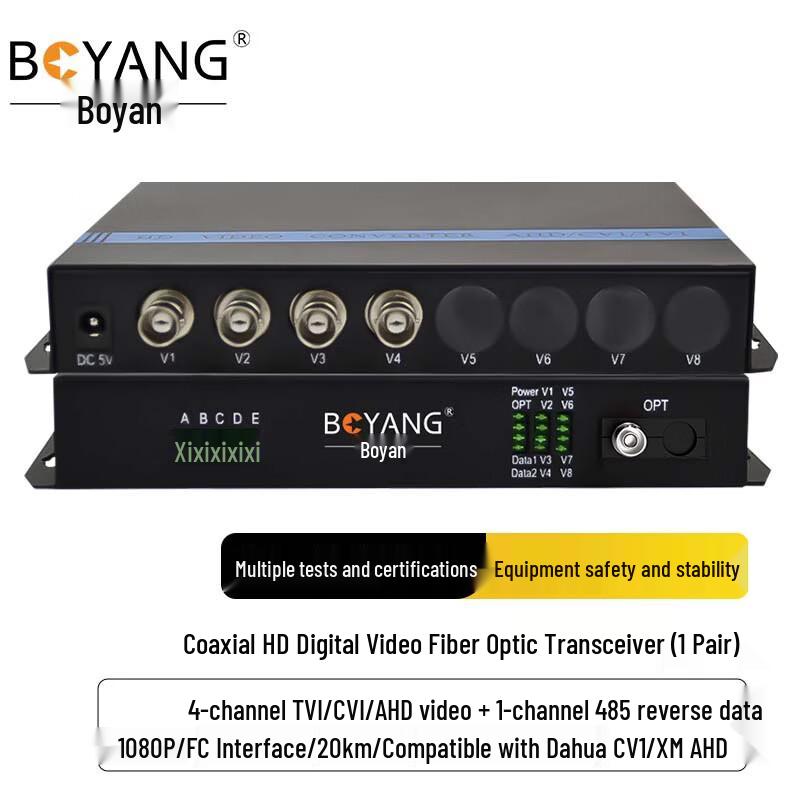 BOYANG 4-Channel Coaxial HD Video Optical Transceiver
