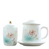Thousand Li Rivers and Mountains Unglazed White Porcelain Teacup & Tea Caddy Gift Set