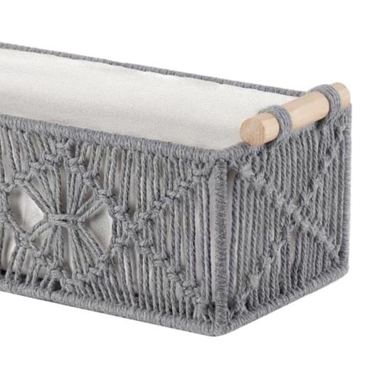 Storage Box with Wooden Handles Large Capacity Basket Woven Design Countertop Organizer for Cosmetics And Sundries