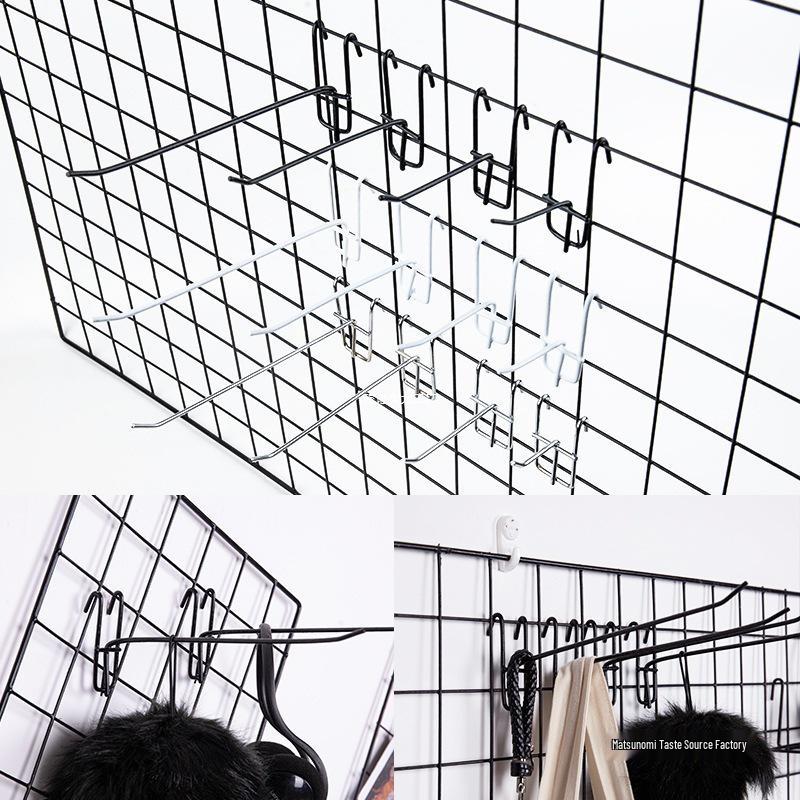 Thickened Black Iron Mesh Grid Wall Display & Storage Rack