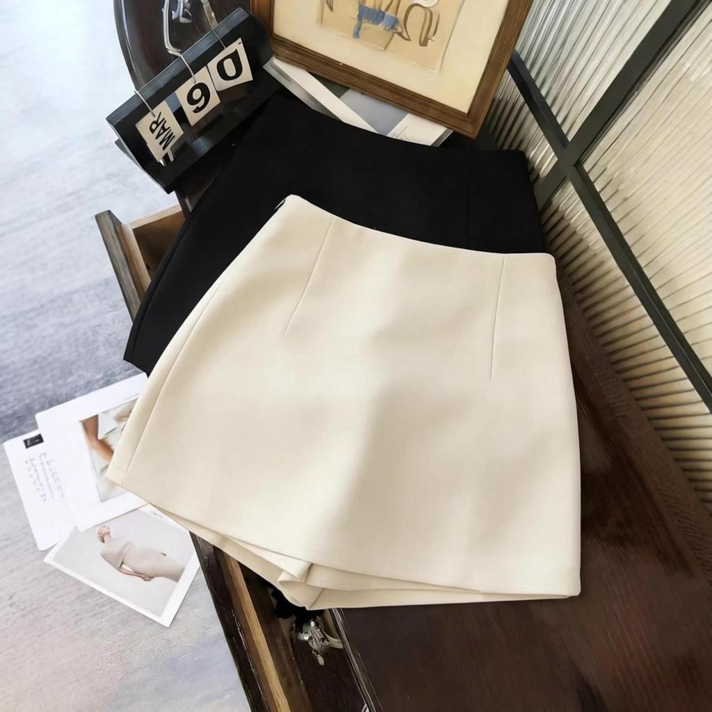 Korean Style High-Waisted A-Line Slimming Skirt with Anti-Exposure for Women