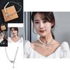 Elegant Korean Style Titanium Steel Heart Shaped Necklace With Pearl Chain Design