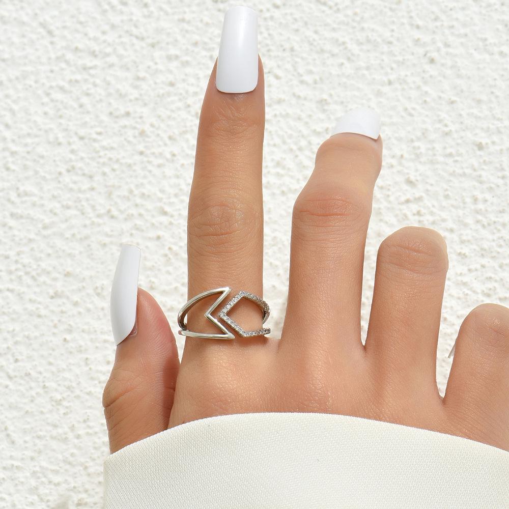 Trendy European & American Adjustable Zircon Rectangle Gemstone Ring for Women