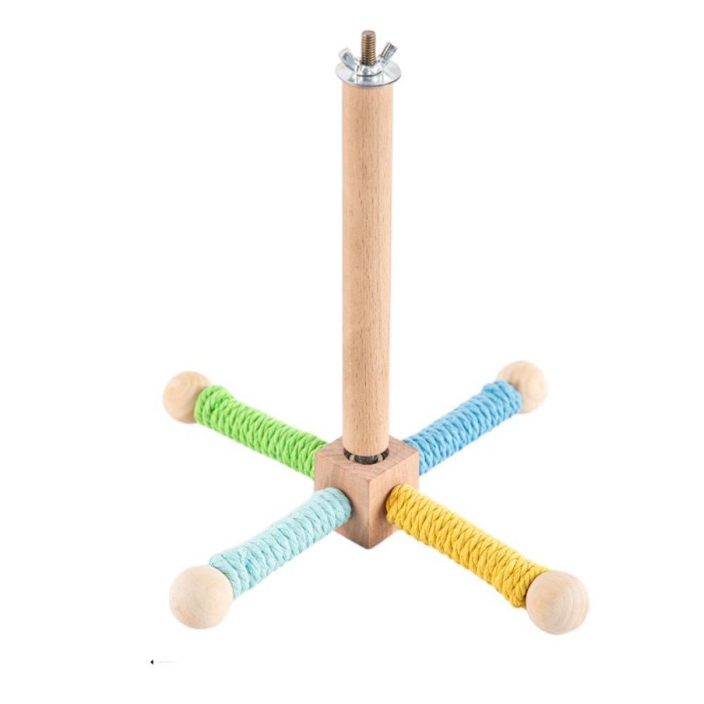 Solid Wood Wood Bird Training Stand Detachable Birds Grinding Perch Holder  Cockatoos