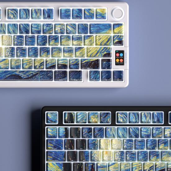 1 Set Starry Moon Colored Keyboard Key Caps Set 108 Keys Waterproof PBT Keyboard Caps Replacement No Fingerprints Computer