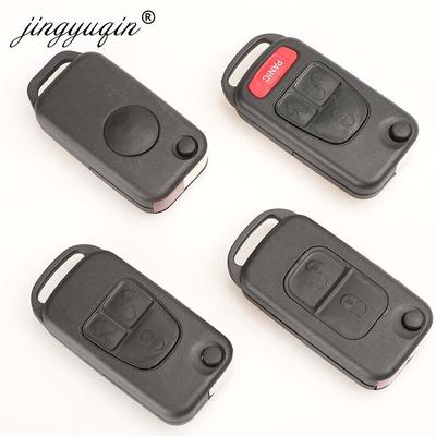 Jingyuqin Klappbarer Fernbedienungsschlüssel Schale 1/2/3/4 Tasten für Mercedes Benz SLK E113 A C E S W168 W124 W202 W203 Auto Autoschlüssel Hülle
