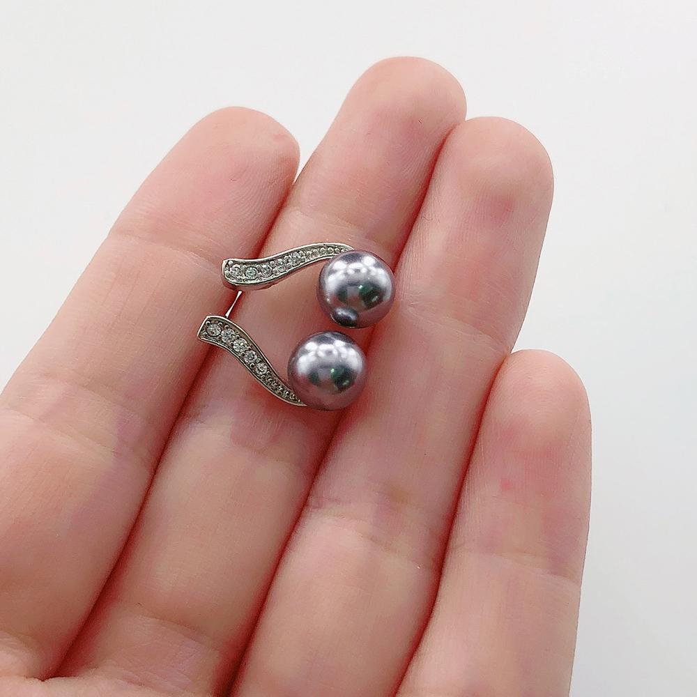 Black Imitation Pearl Stud Earring For Women Korean Fashion Rose Gold Color Jewelry Austrian Crystal Top Quality ZYE668