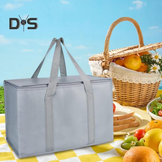 Grande bolsa térmica para piquenique com zíper, lancheira reutilizável para transporte de compras, bebidas e refrigerador para camping, piqueniques e viagens