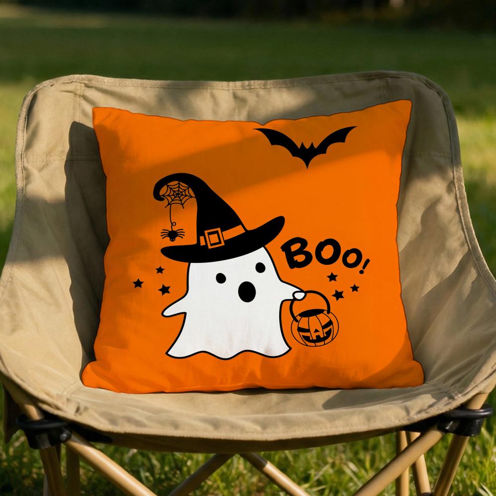 Halloween cute ghost Cushion Cover Soft Reversible  Durable Pillow Cover  MultiScene Use for Home  Car Daily Comfort