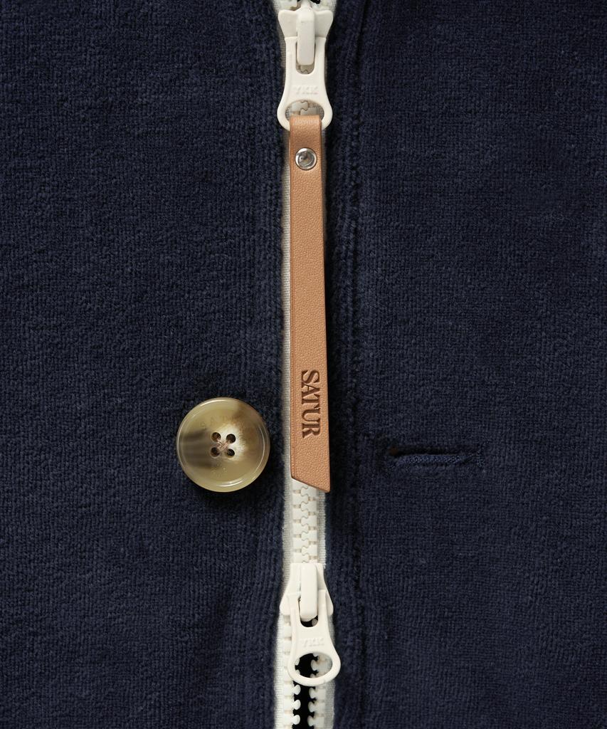 Satur Rawton Velour Track Zip-Up Jacket Navy