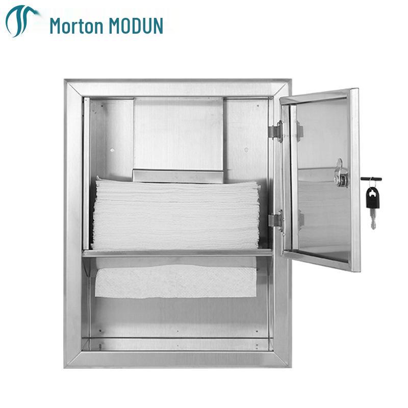 Morton 304 Stainless Steel Recessed Paper Towel Dispenser with Brushed Anti-Fingerprint Finish for Public Restrooms.
