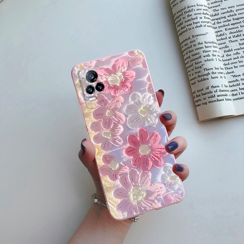 Para Funda Vivo V21e 2021 Gato Flor Suave TPU Fundas de Teléfono Para Vivo V21 V 21 V 21e 4G 5G V2061 V2066 V2108 V2050 Cubierta Trasera Fundas