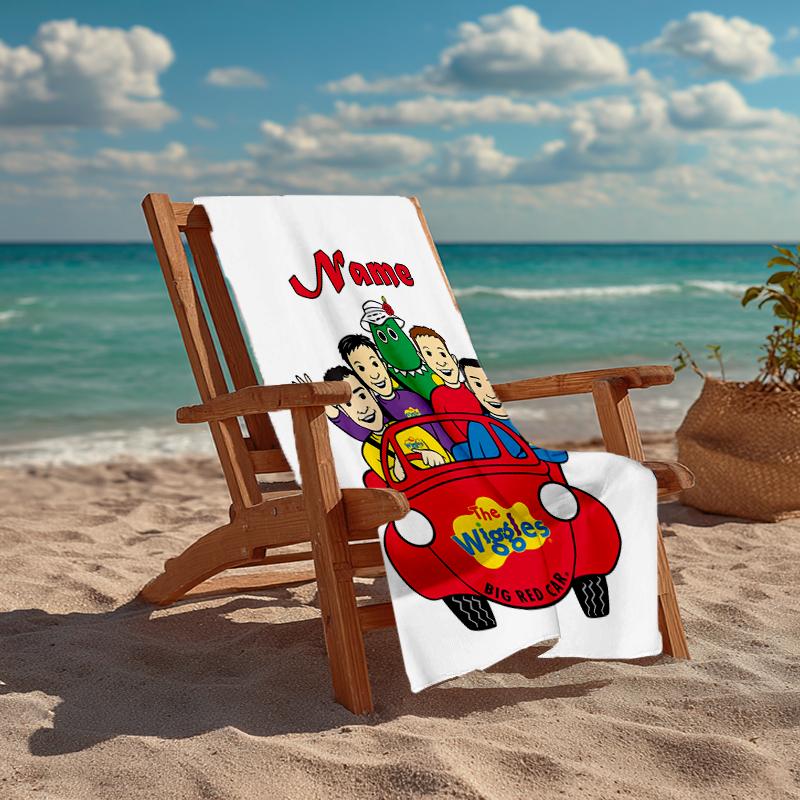 Custom Name Ultra-Soft Beach Towel with The Wiggles Theme,Ideal for Pool - Camping, Diving - Perfect Travel Essential, Vibrant Beach Towel.