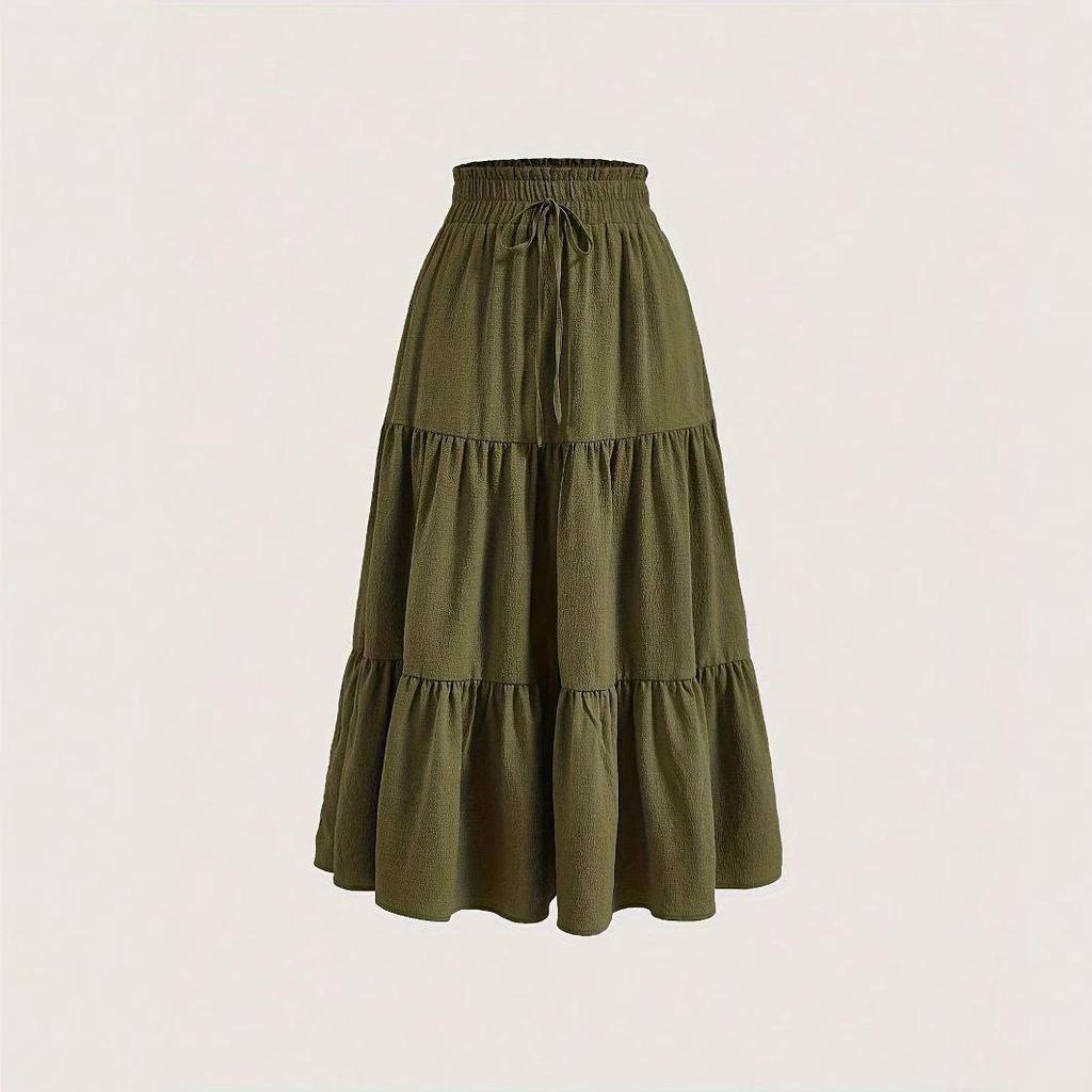 European Fashion Knot Waist Pleated Skirt