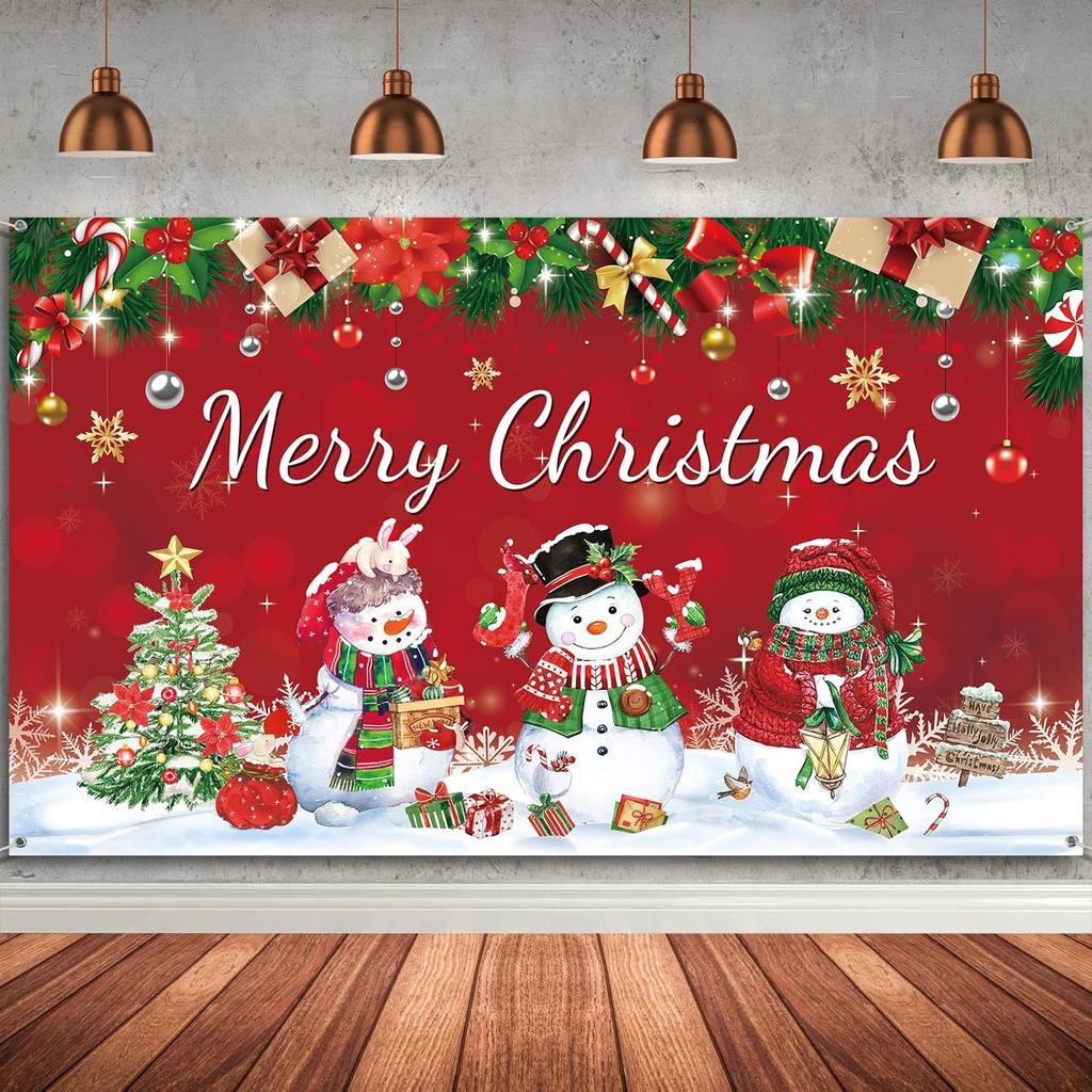 Christmas Background Banner Party Decoration Winter Snowman Christmas Background Merry Christmas Snowflake Decoration