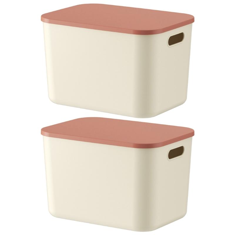

Premium PP Plastic Stackable Organizers Box Cream Tone Desktop Storage Container For Clothing Accessories Medium size